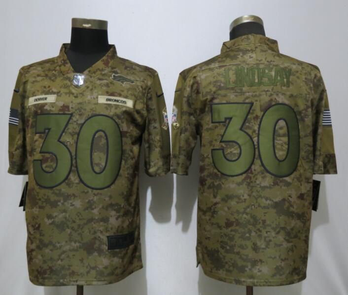 Men Denver Broncos #30 Lindsay Nike Camo Salute to Service Limited NFL Jersey